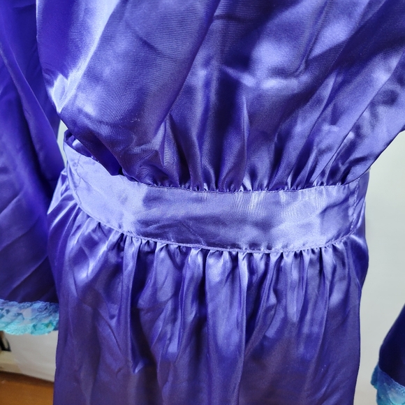 Thalia Sodi Womans lace Trimmed Wrap Robe Satin Tie Waist Size L/XL - Picture 7 of 12